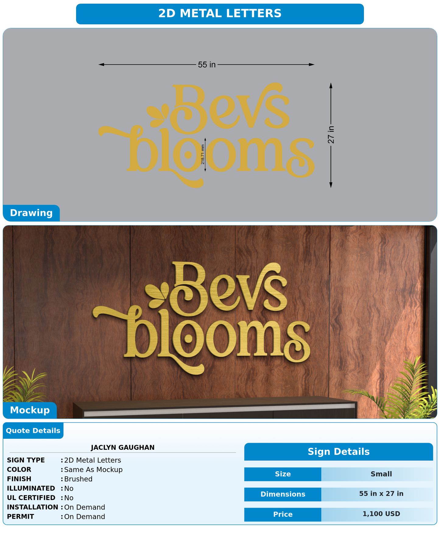 CUSTOM MOCKUP SIGN FOR Jaclyn Gaughan