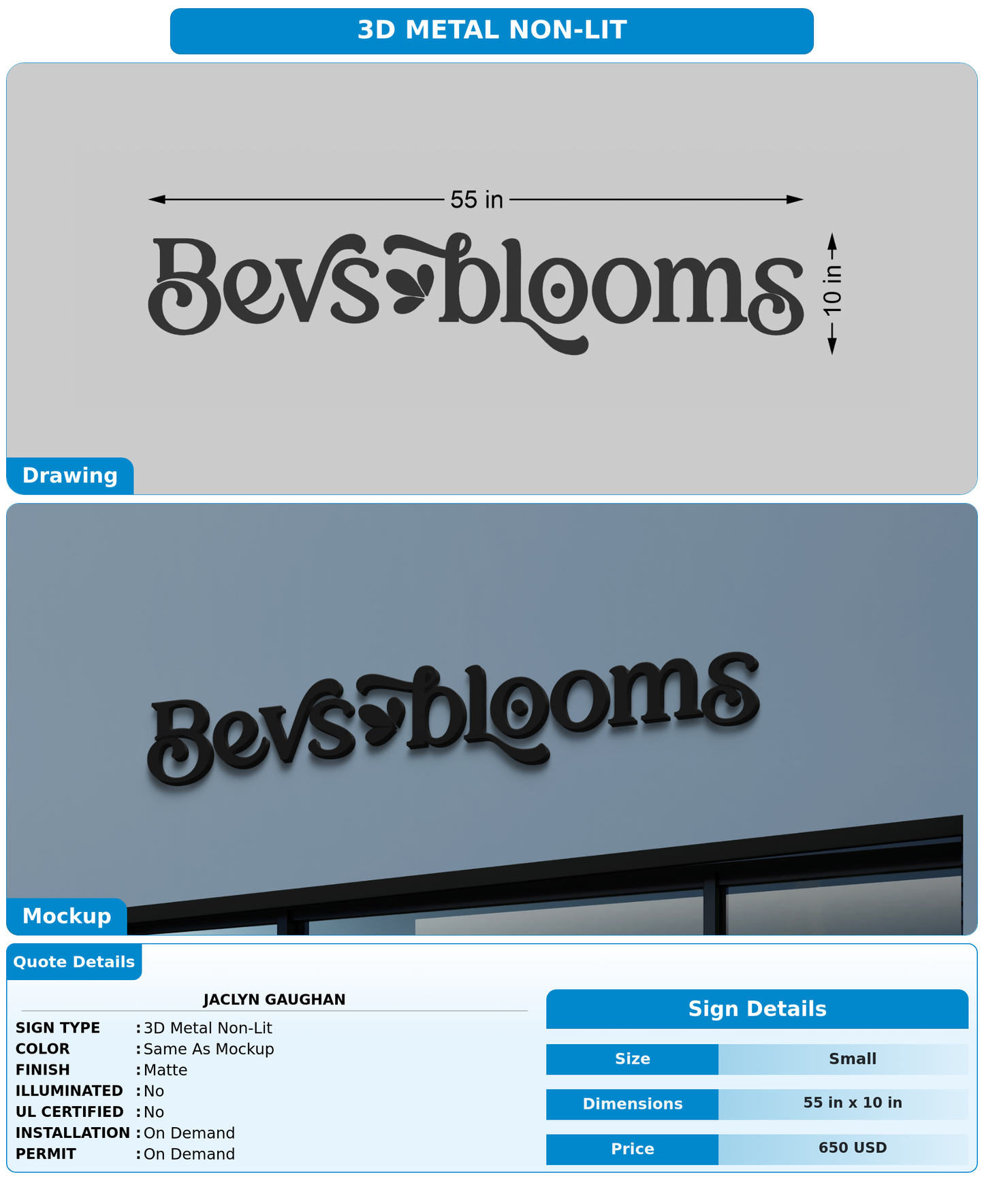 CUSTOM MOCKUP SIGN FOR Jaclyn Gaughan