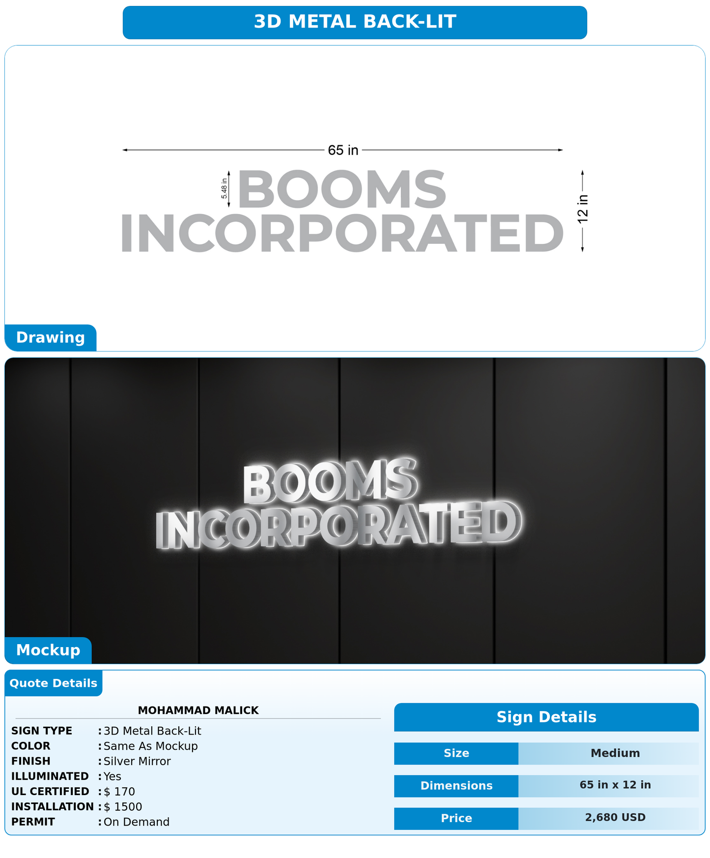 CUSTOM MOCKUP SIGN FOR Mohammad Malick
