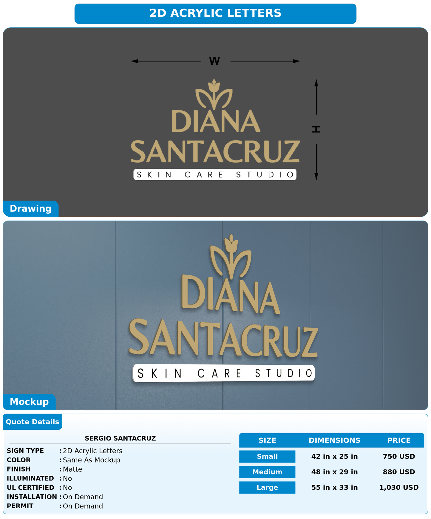 CUSTOM MOCKUP SIGN FOR Sergio Santacruz