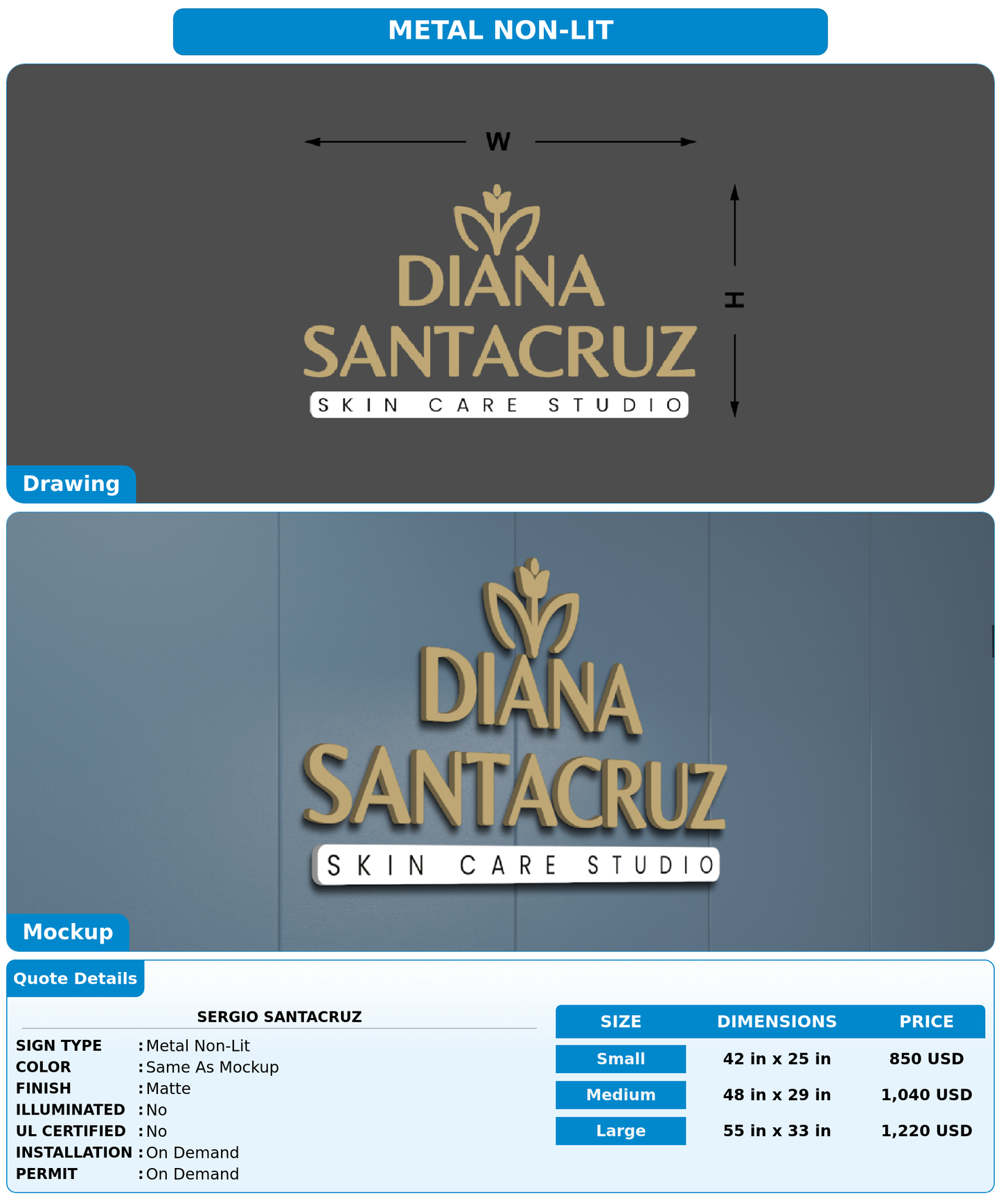 CUSTOM MOCKUP SIGN FOR Sergio Santacruz