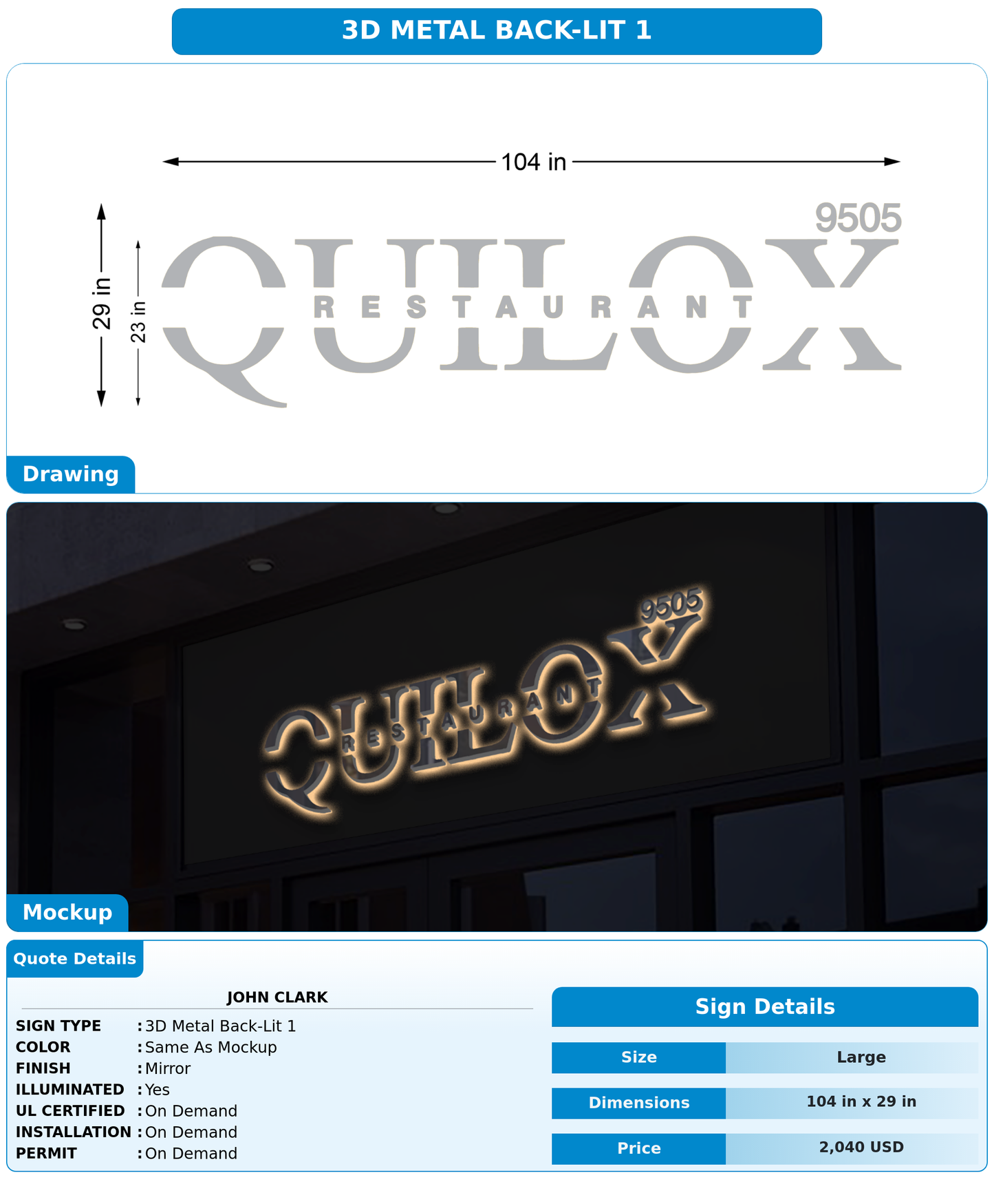 CUSTOM MOCKUP SIGN FOR John Clark