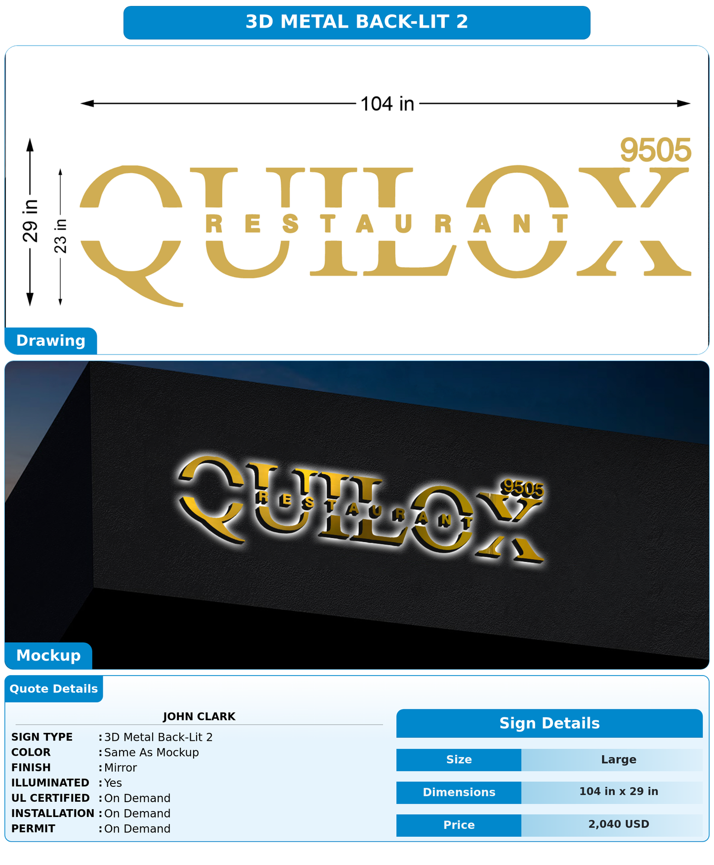 CUSTOM MOCKUP SIGN FOR John Clark