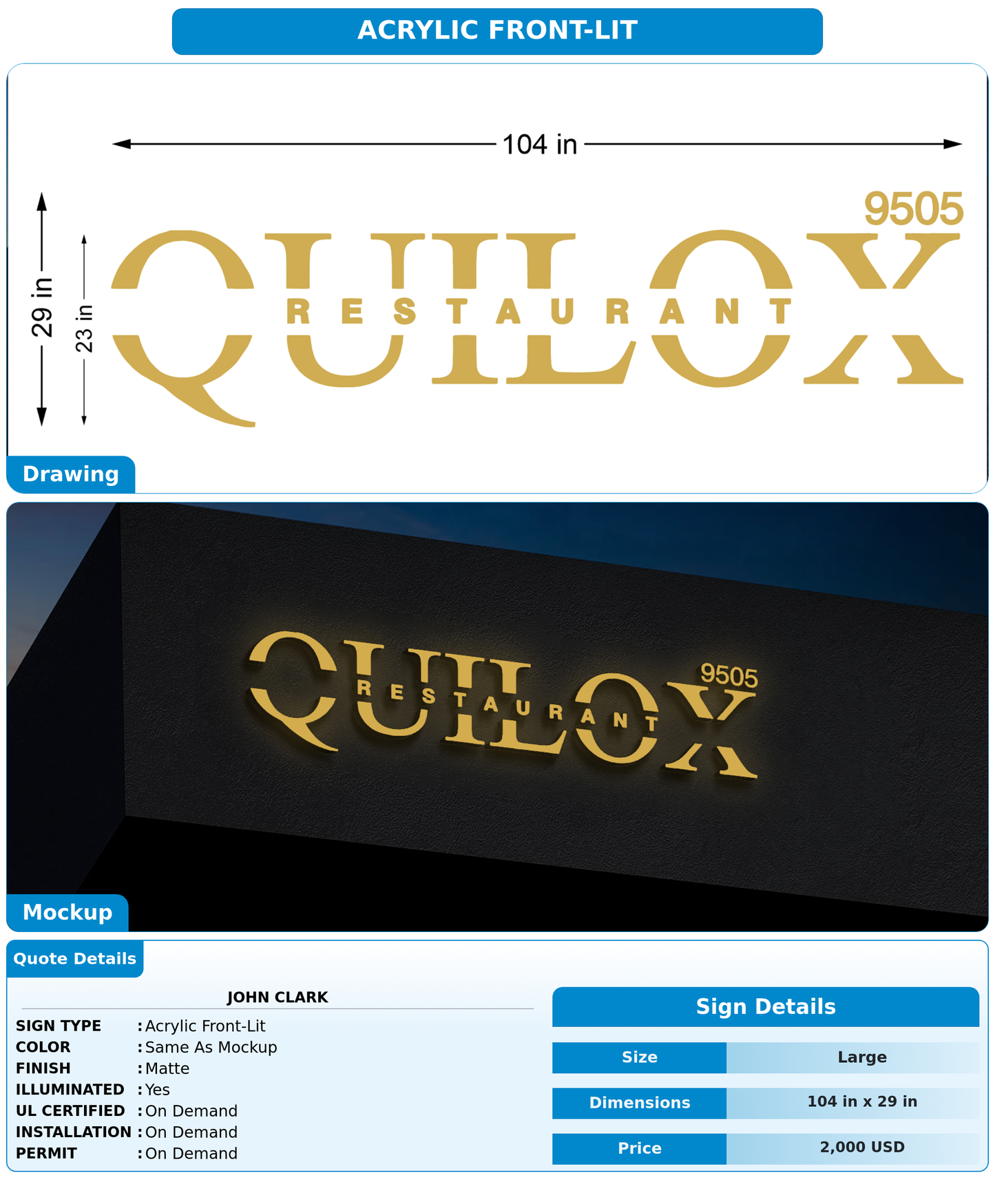 CUSTOM MOCKUP SIGN FOR John Clark