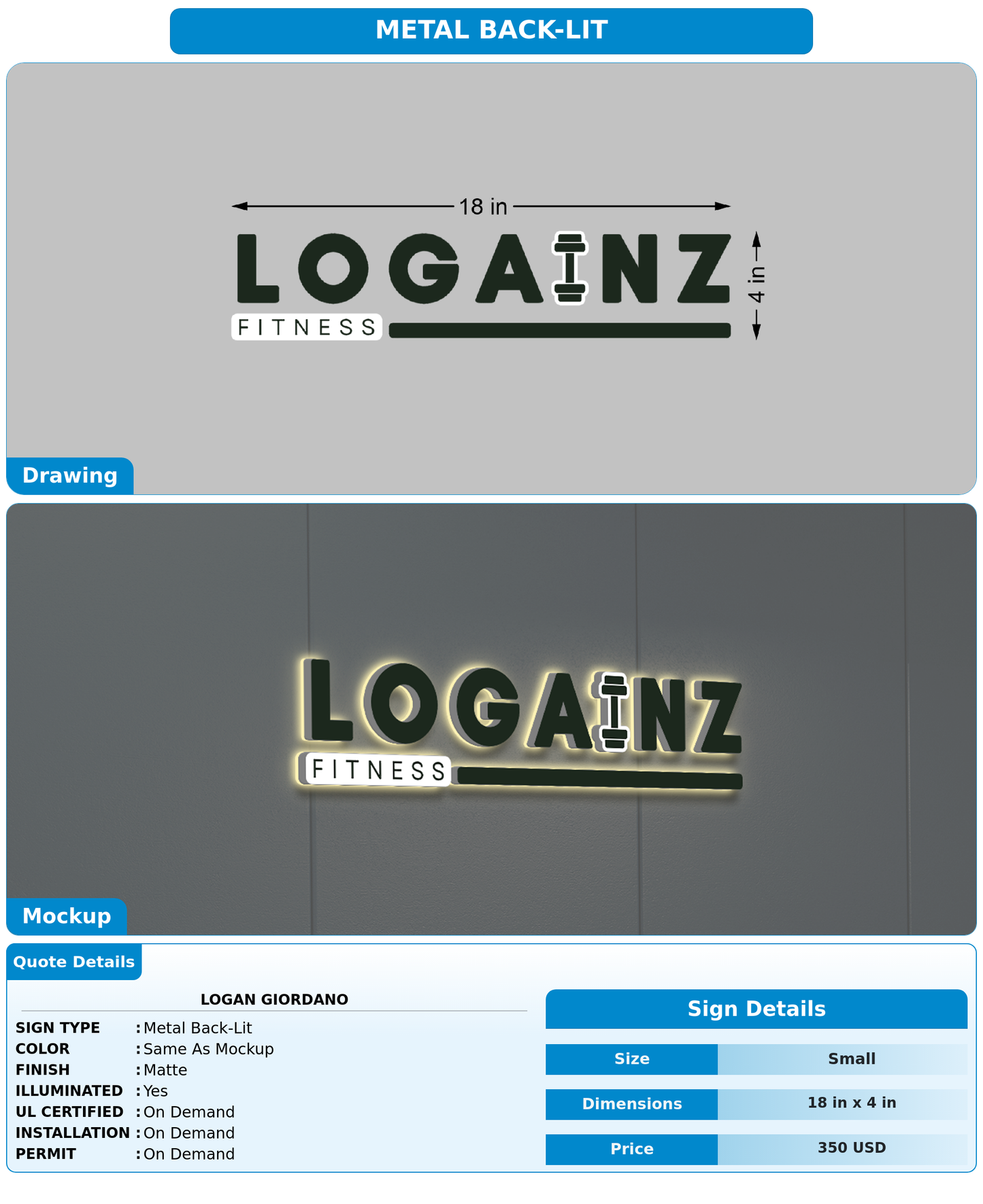 CUSTOM MOCKUP SIGN FOR Logan Giordano
