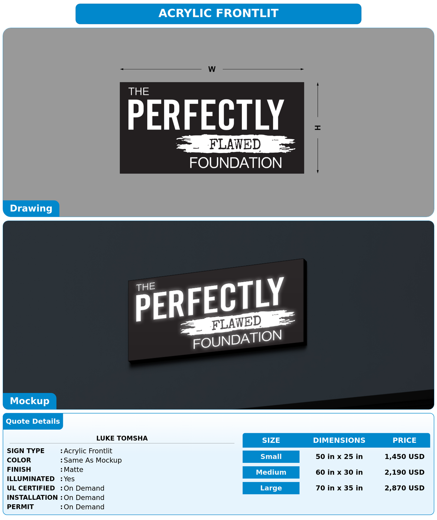 CUSTOM MOCKUP SIGN FOR Luke Tomsha