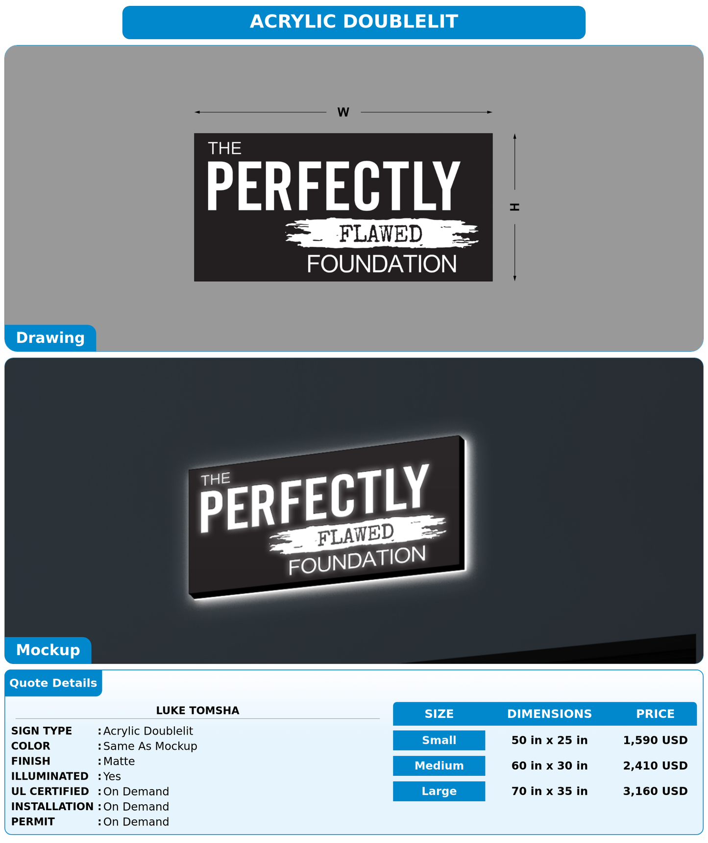CUSTOM MOCKUP SIGN FOR Luke Tomsha