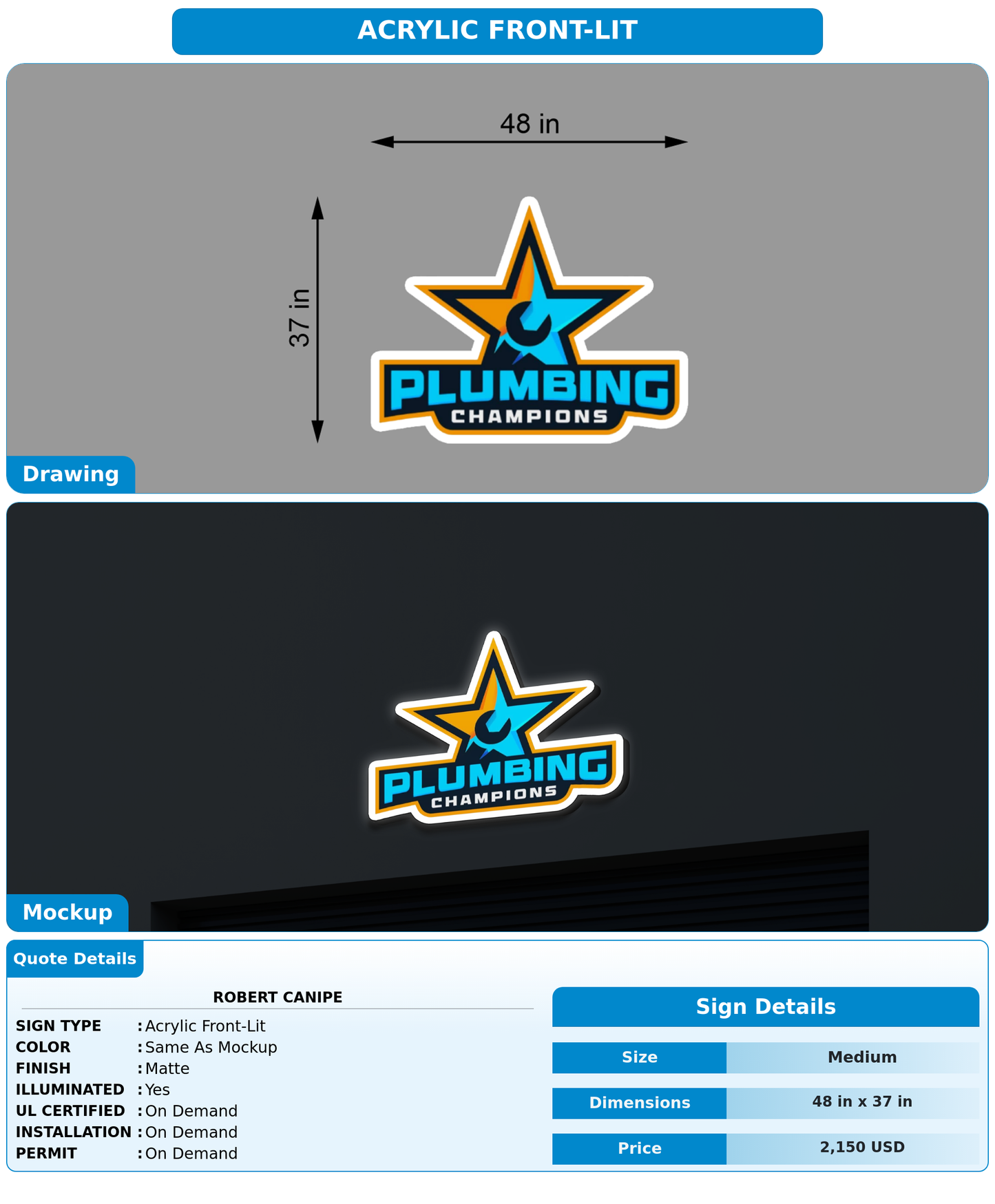 CUSTOM MOCKUP SIGN FOR Robert canipe
