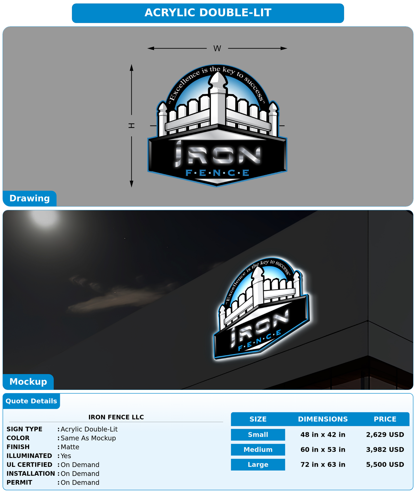 CUSTOM MOCKUP SIGN FOR Iron Fence LLC