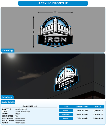 CUSTOM MOCKUP SIGN FOR Iron Fence LLC