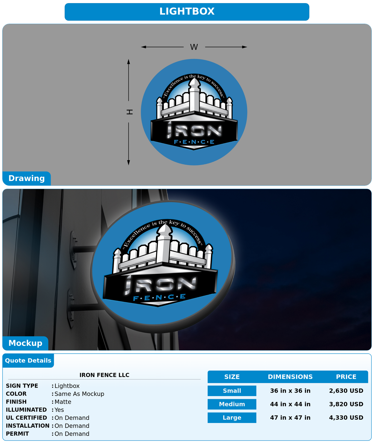 CUSTOM MOCKUP SIGN FOR Iron Fence LLC