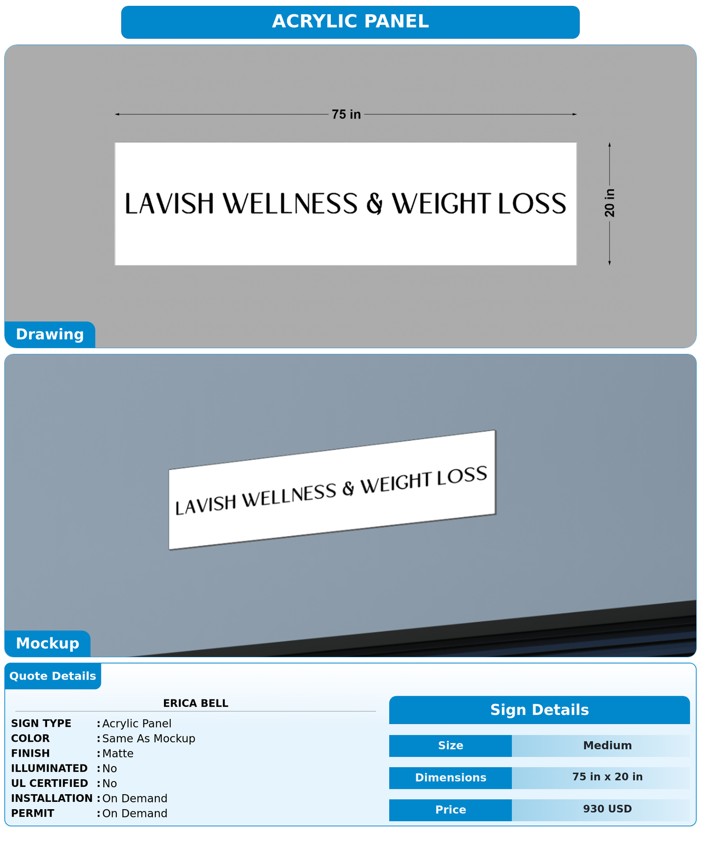CUSTOM MOCKUP SIGN FOR Erica bell