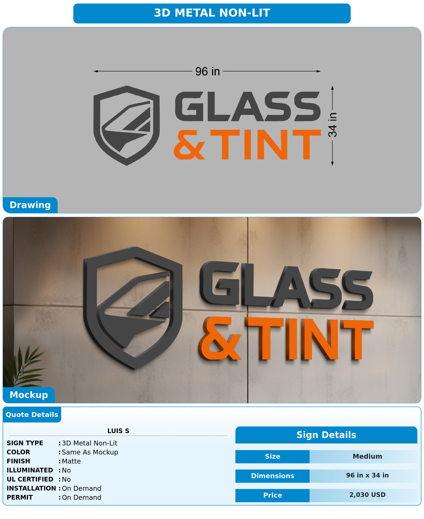 CUSTOM MOCKUP SIGN FOR Luis S