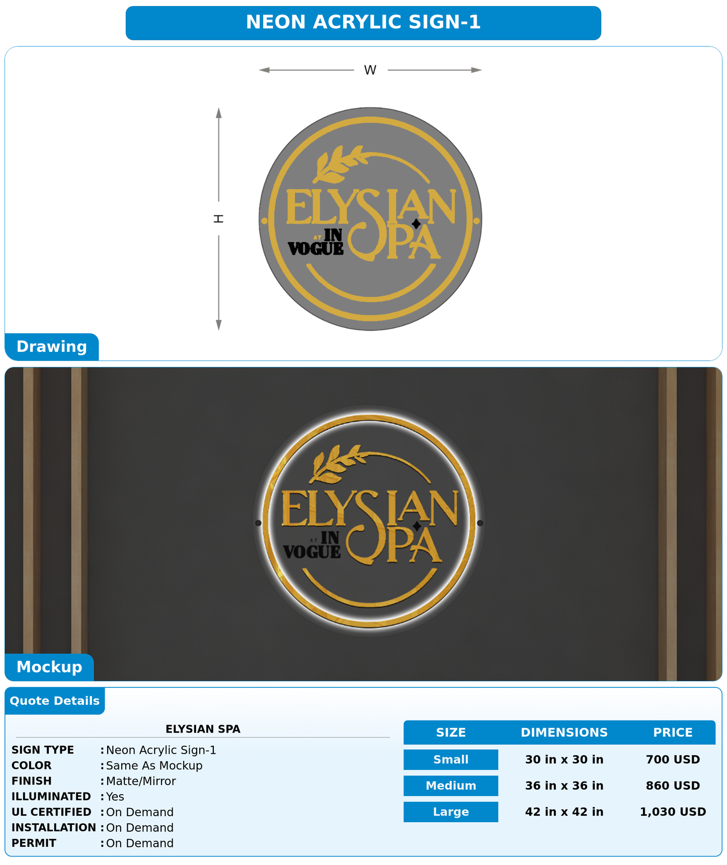 CUSTOM MOCKUP SIGN FOR Elysian Spa