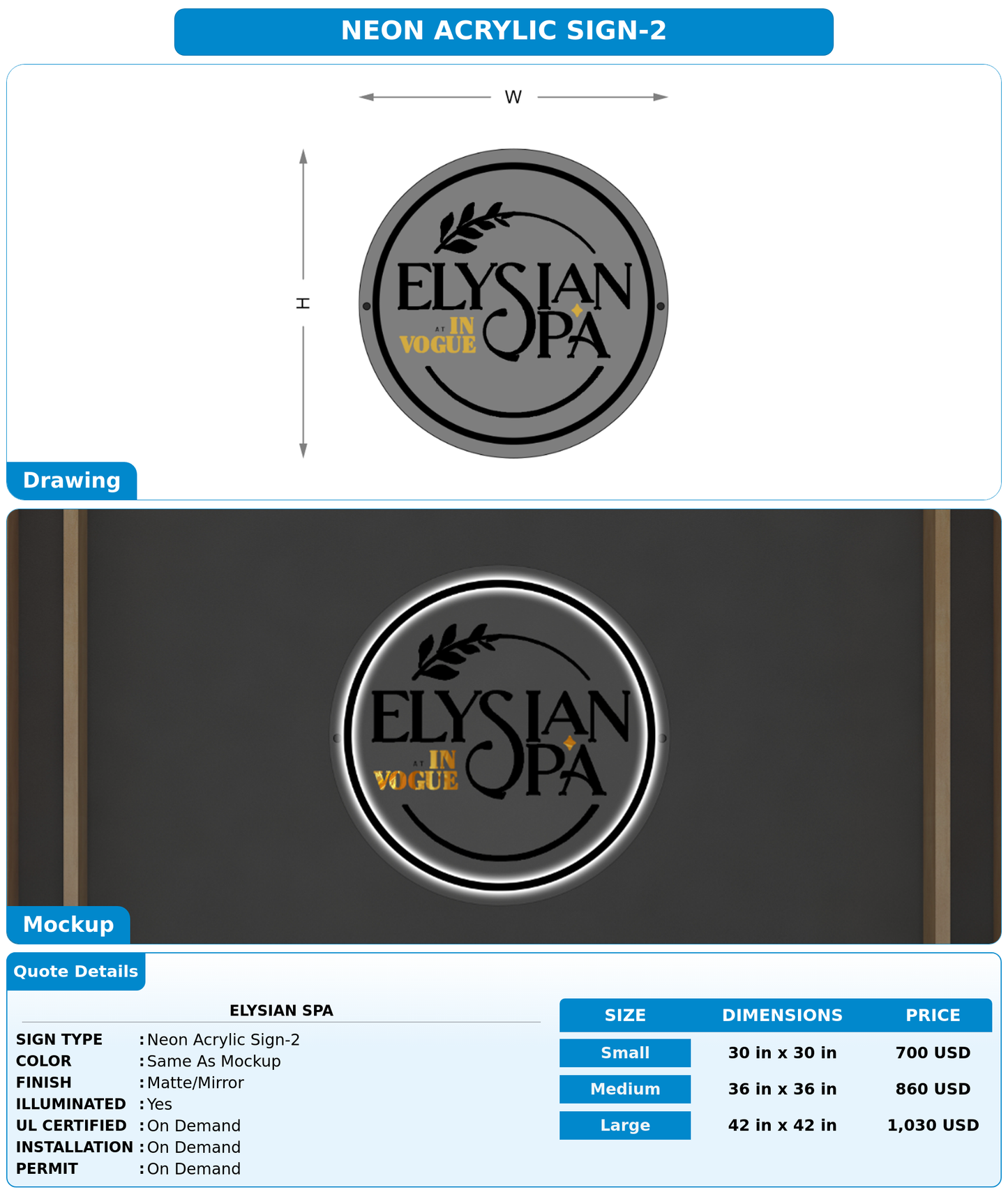 CUSTOM MOCKUP SIGN FOR Elysian Spa
