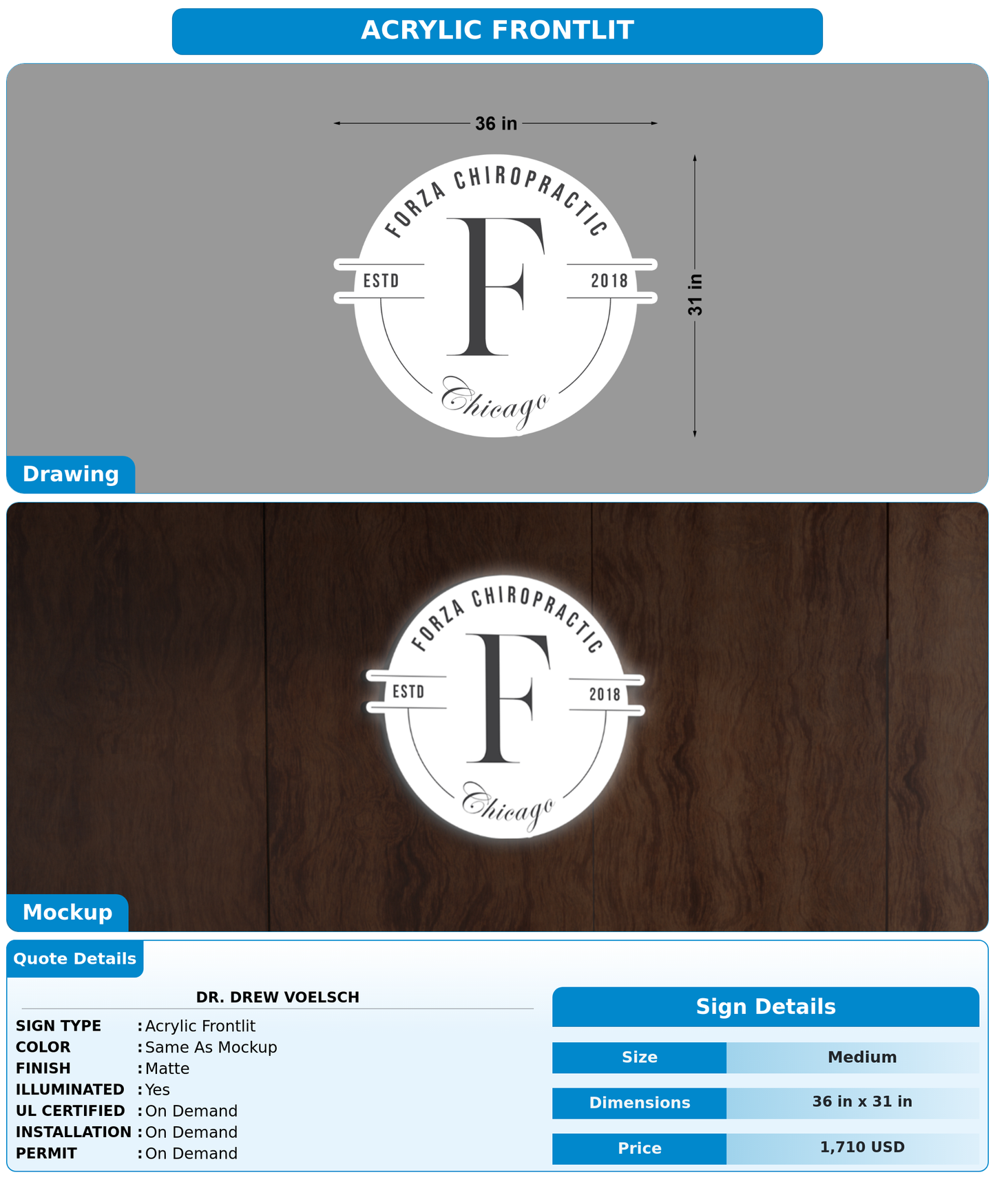 CUSTOM MOCKUP SIGN FOR Dr. Drew Voelsch