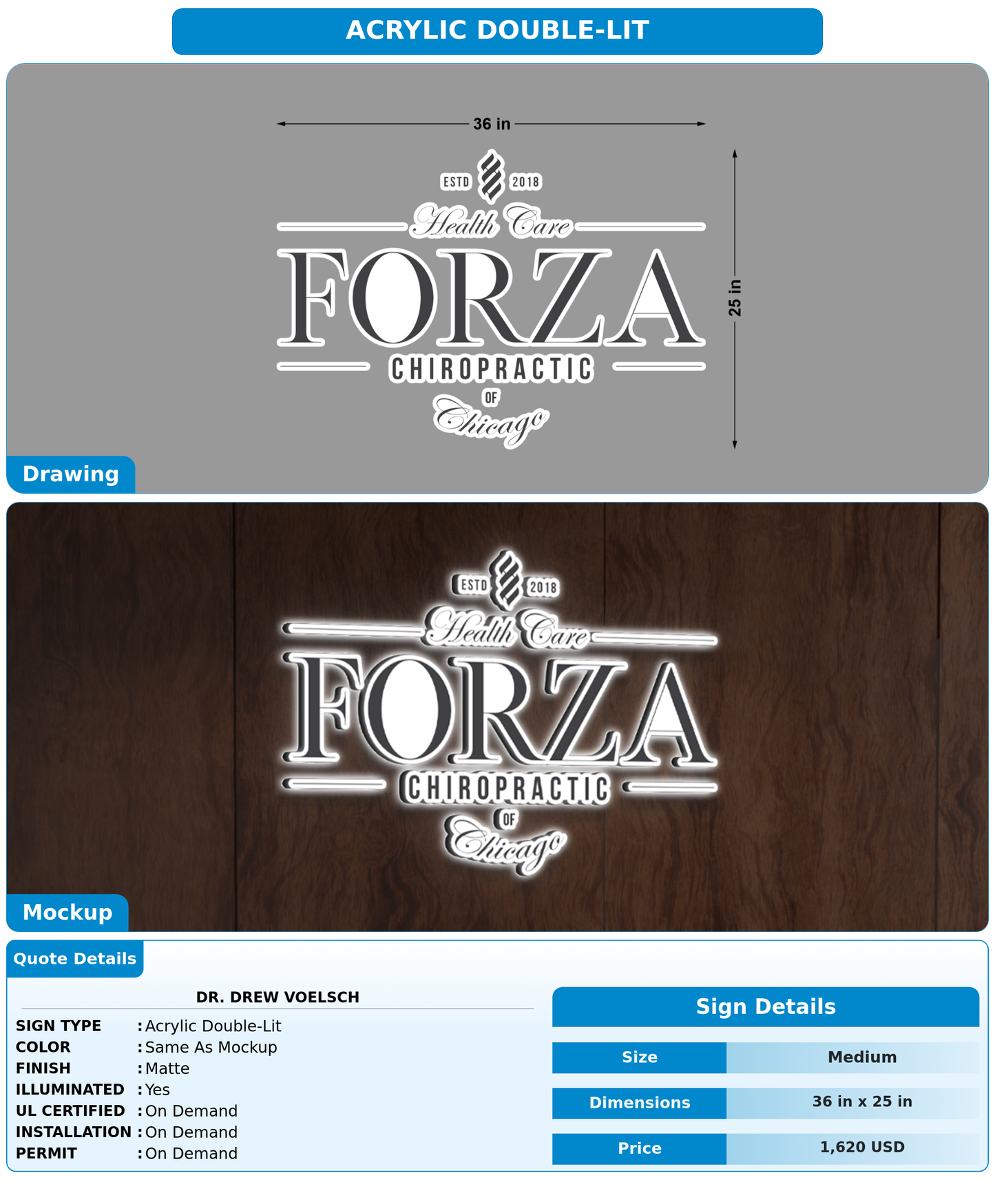 CUSTOM MOCKUP SIGN FOR Dr. Drew Voelsch