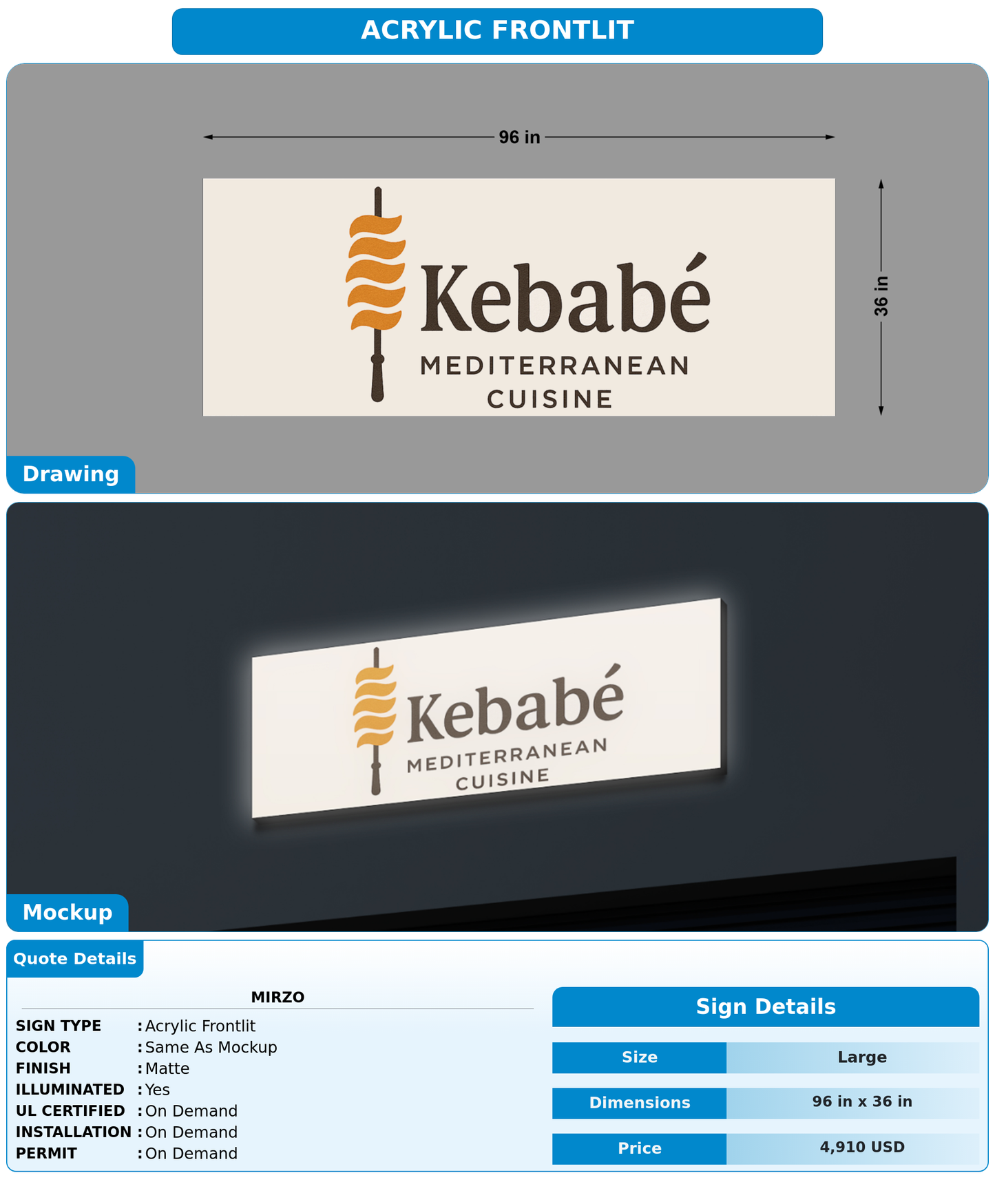 CUSTOM MOCKUP SIGN FOR Mirzo