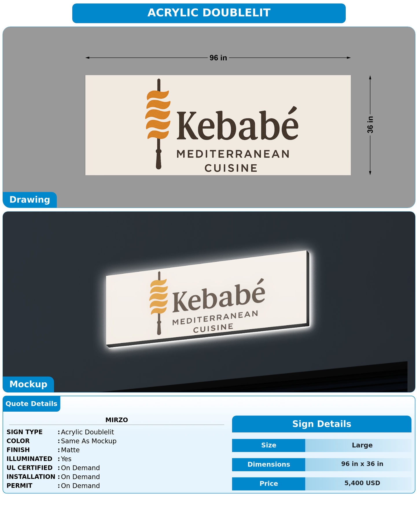 CUSTOM MOCKUP SIGN FOR Mirzo