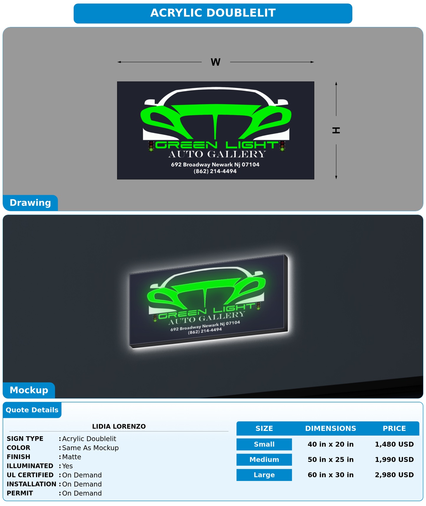 CUSTOM MOCKUP SIGN FOR Lidia Lorenzo