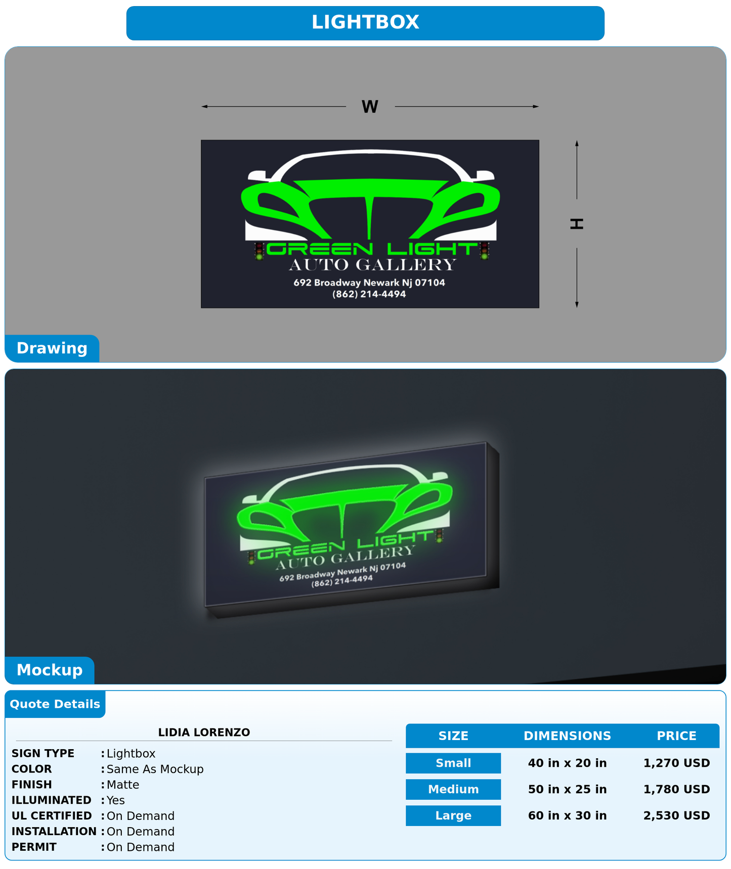 CUSTOM MOCKUP SIGN FOR Lidia Lorenzo