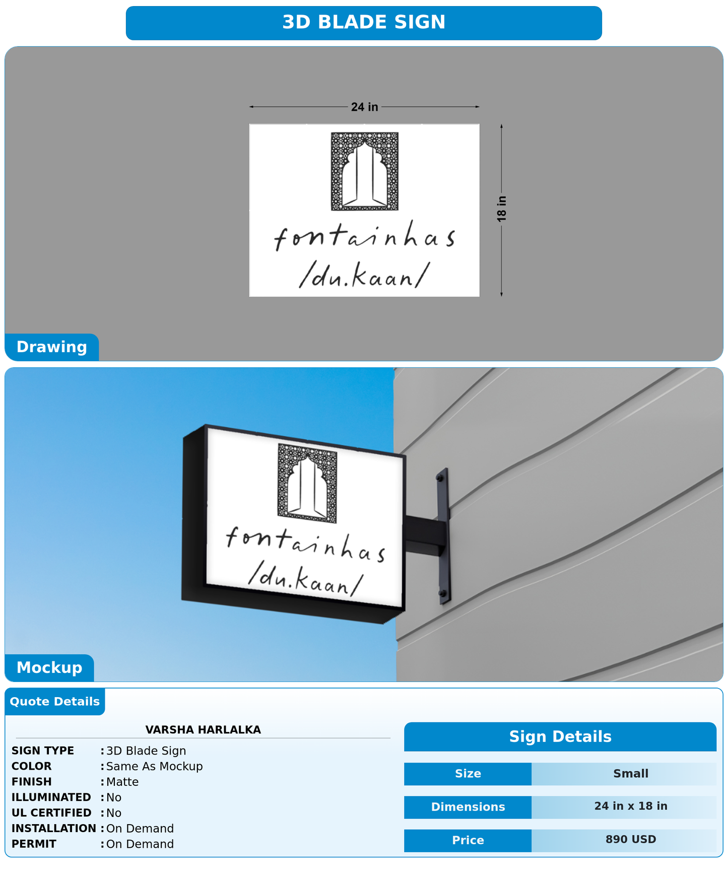 CUSTOM MOCKUP SIGN FOR Varsha Harlalka