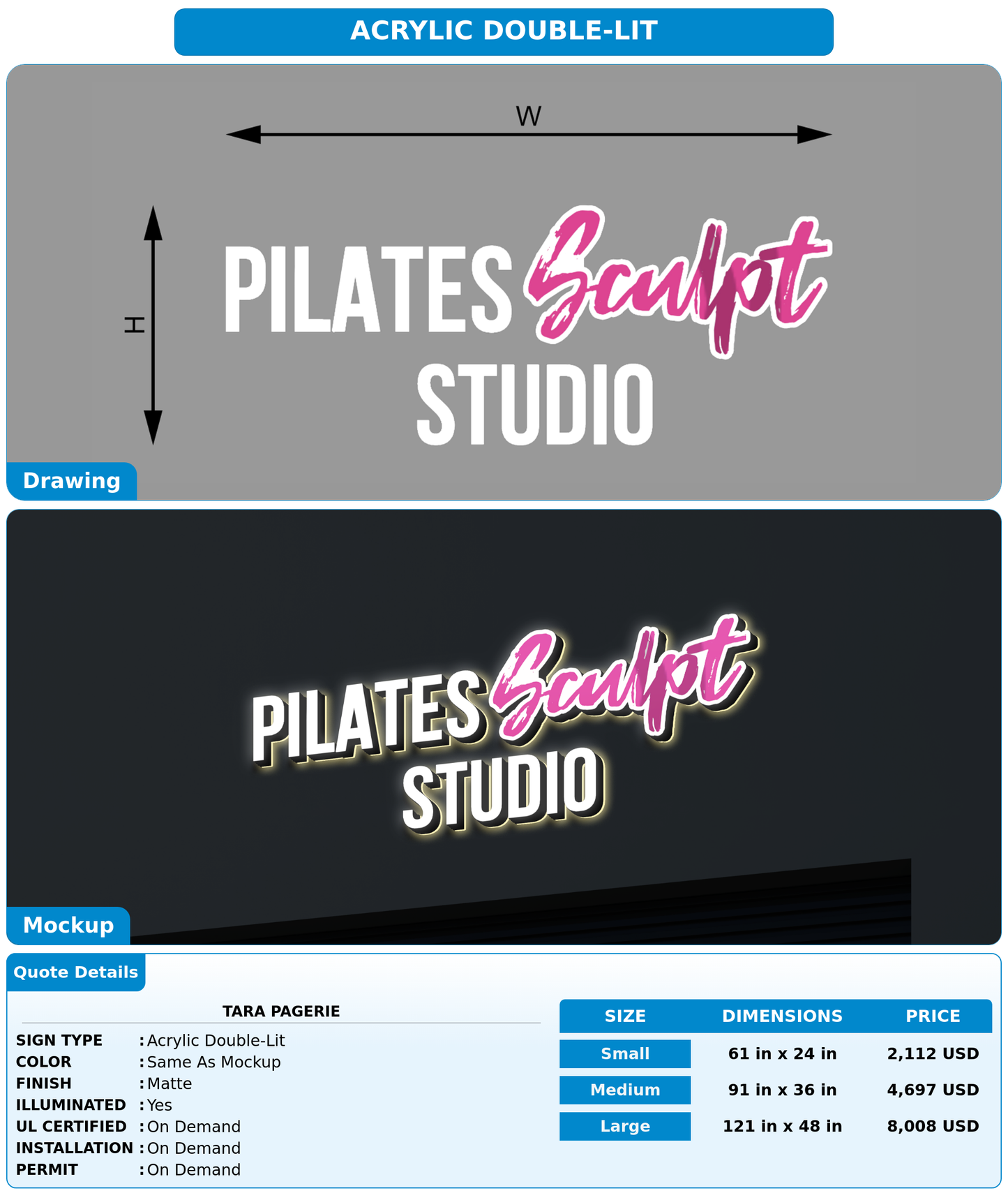 CUSTOM MOCKUP SIGN FOR tara pagerie