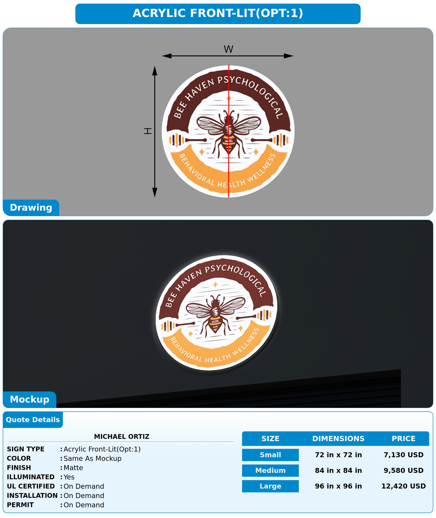 CUSTOM MOCKUP SIGN FOR Michael Ortiz