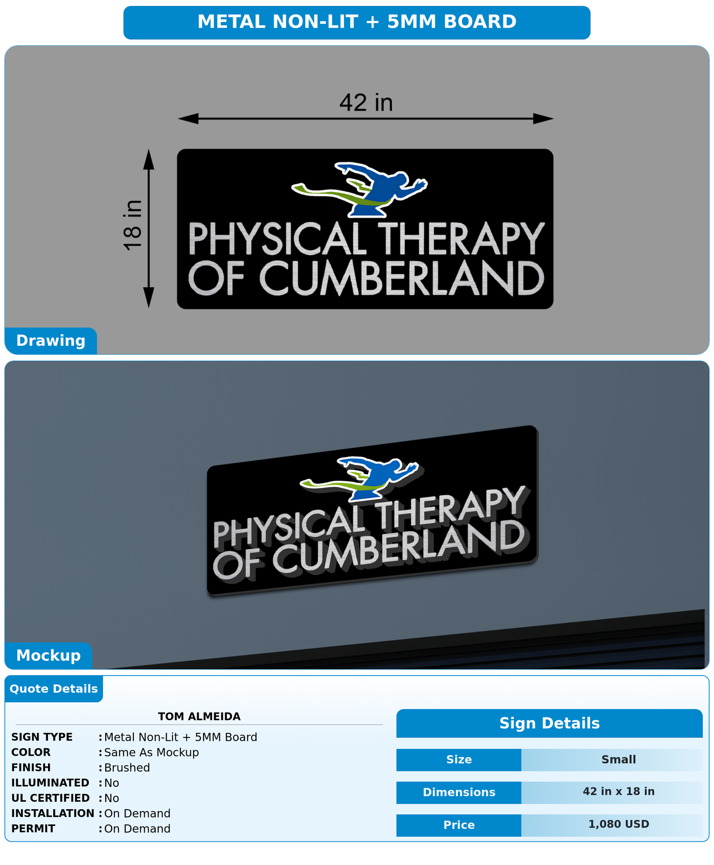 CUSTOM MOCKUP SIGN FOR Tom Almeida