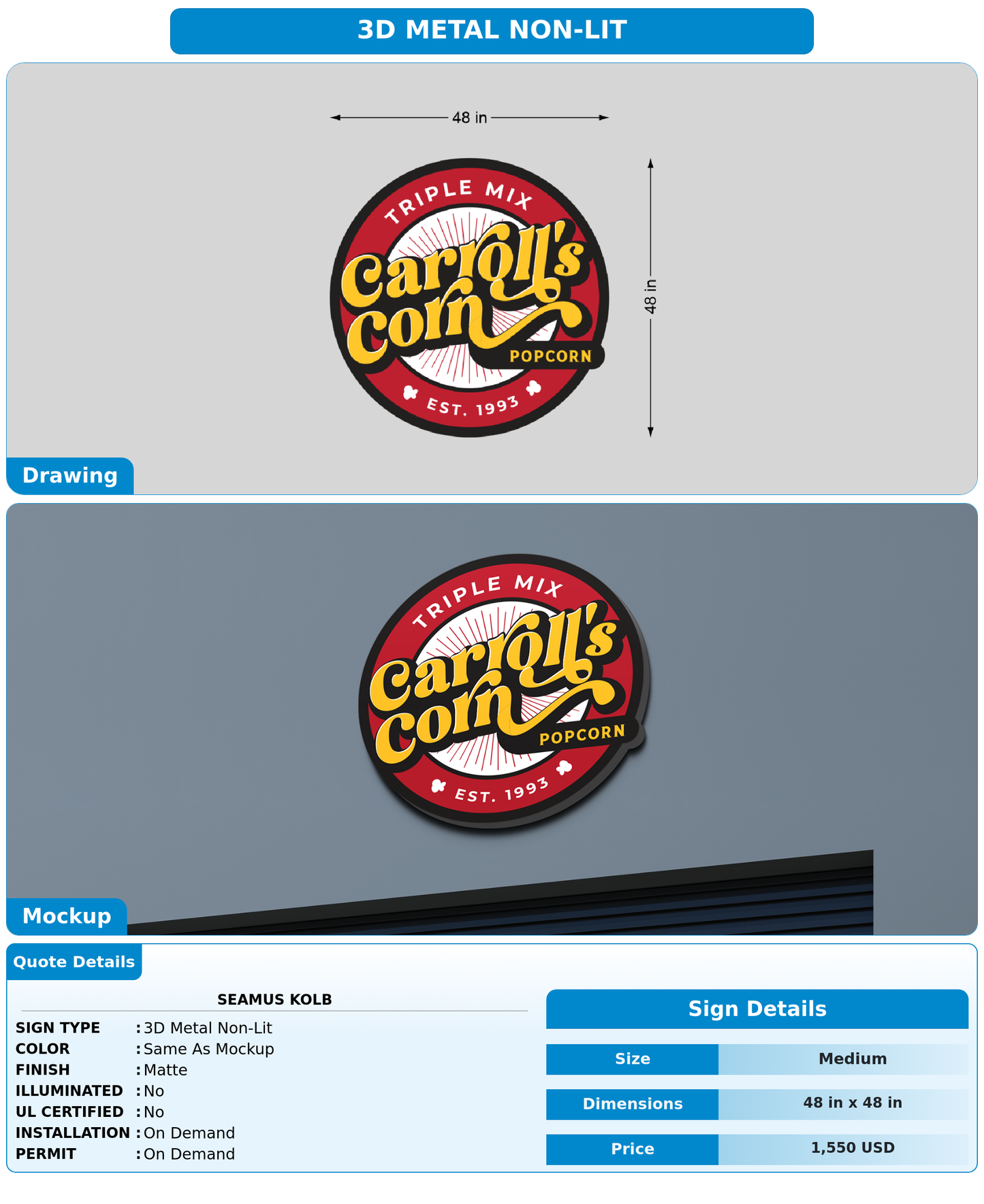 CUSTOM MOCKUP SIGN FOR Seamus Kolb