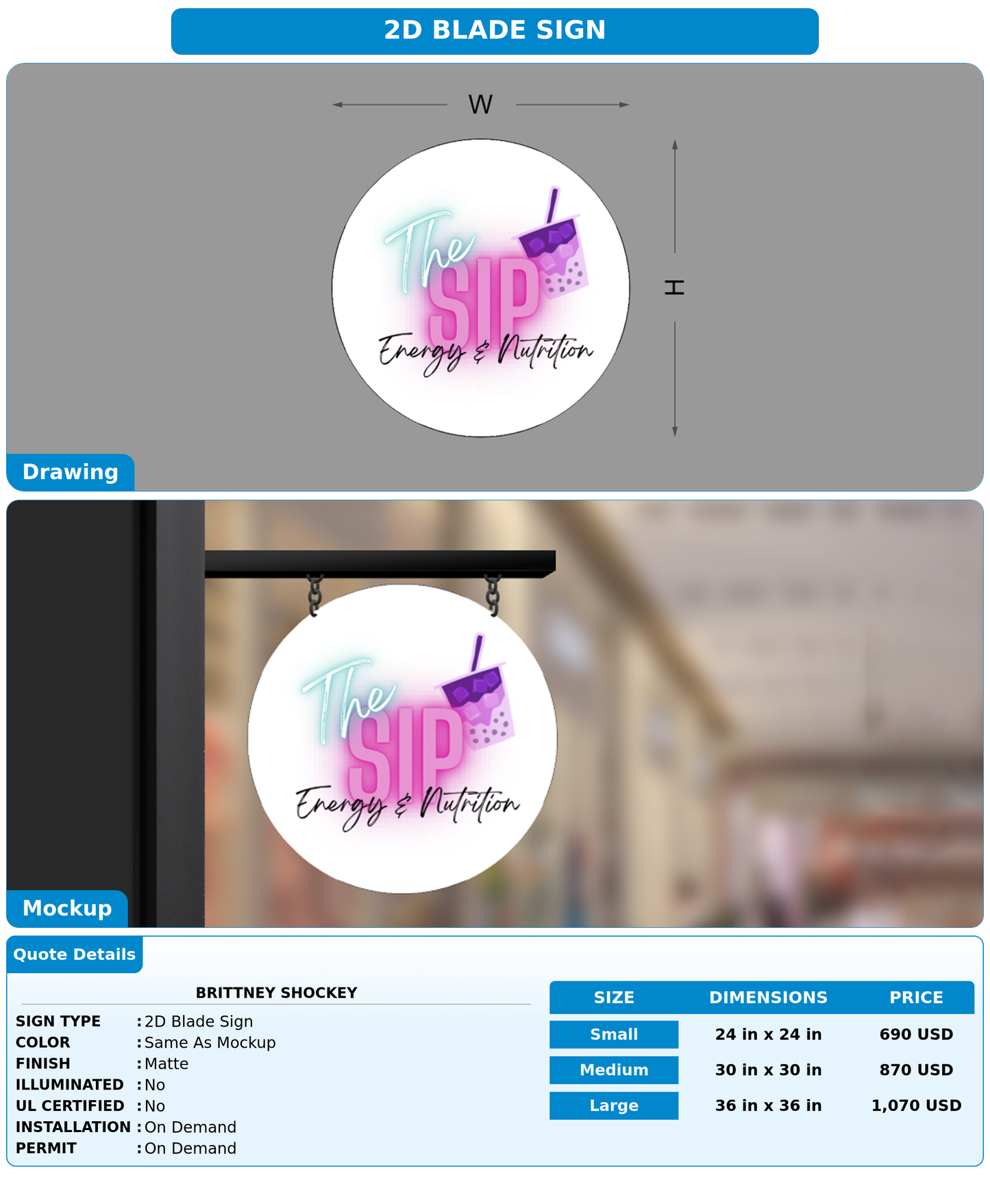 CUSTOM MOCKUP SIGN FOR Brittney Shockey