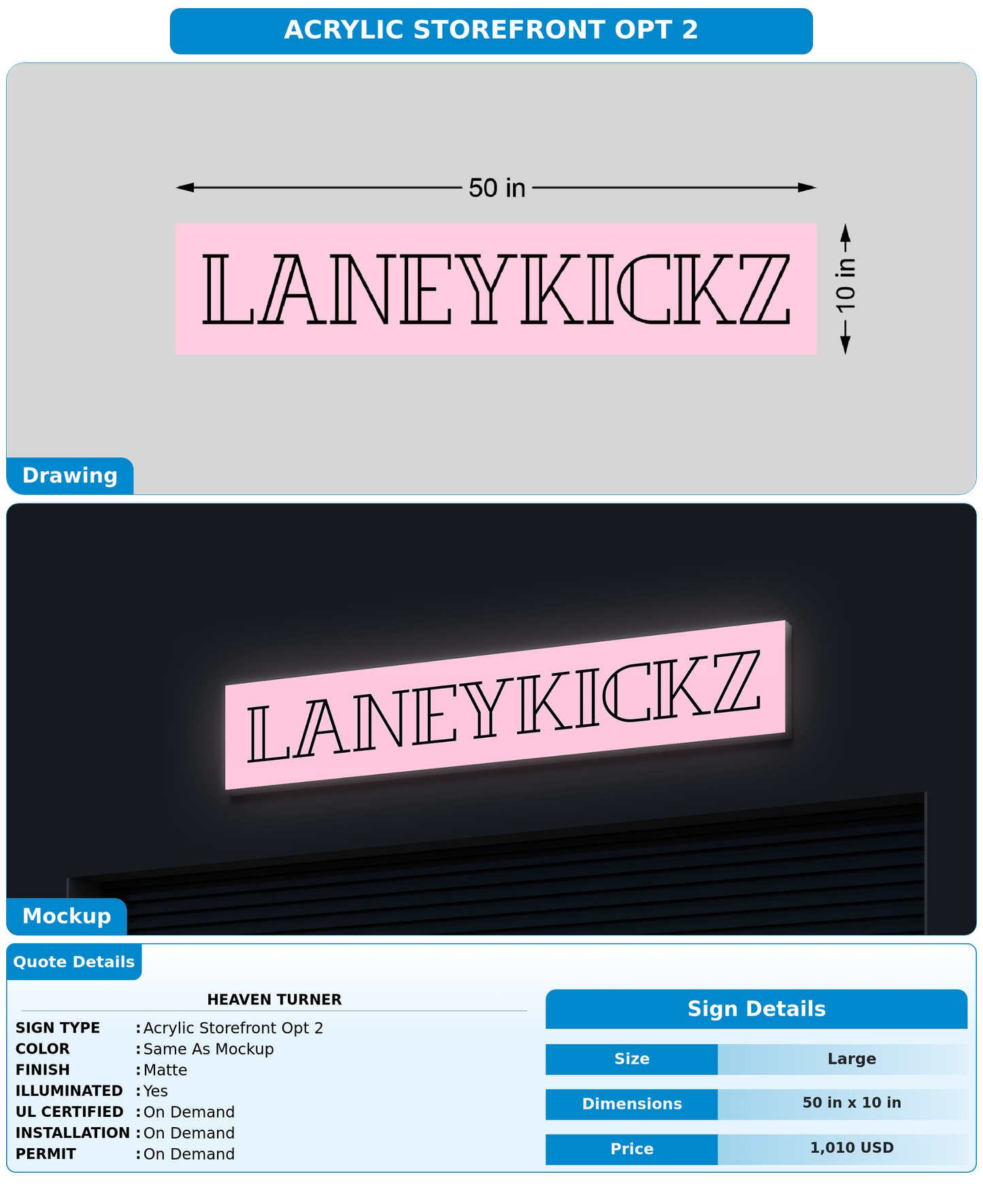 CUSTOM MOCKUP SIGN FOR Heaven Turner
