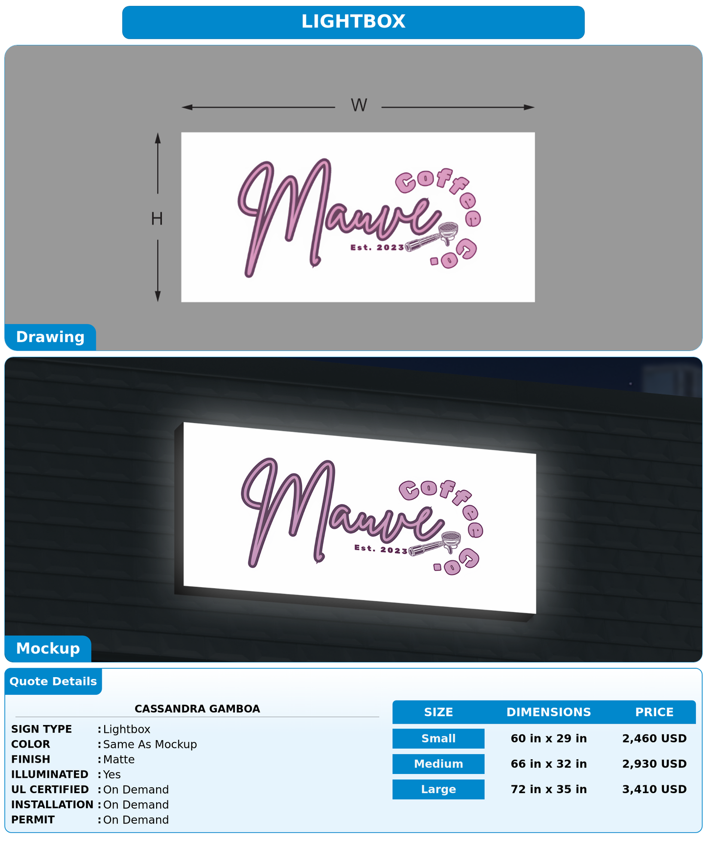 CUSTOM MOCKUP SIGN FOR Cassandra gamboa