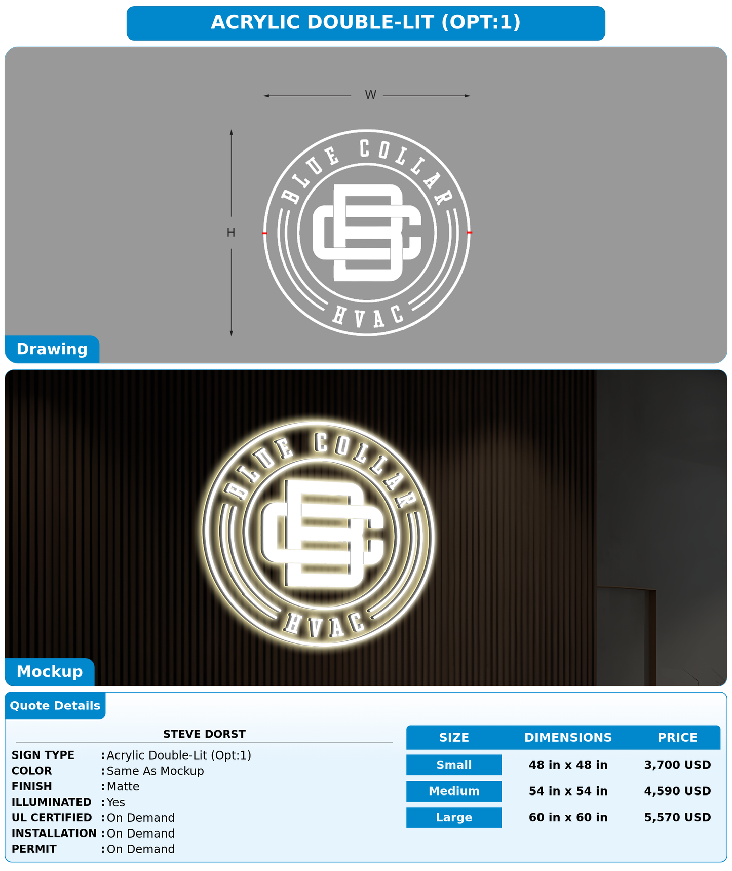CUSTOM MOCKUP SIGN FOR steve dorst