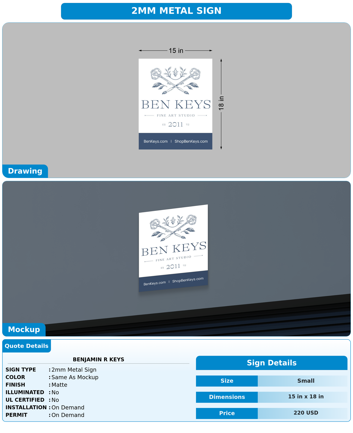CUSTOM MOCKUP SIGN FOR Benjamin R Keys