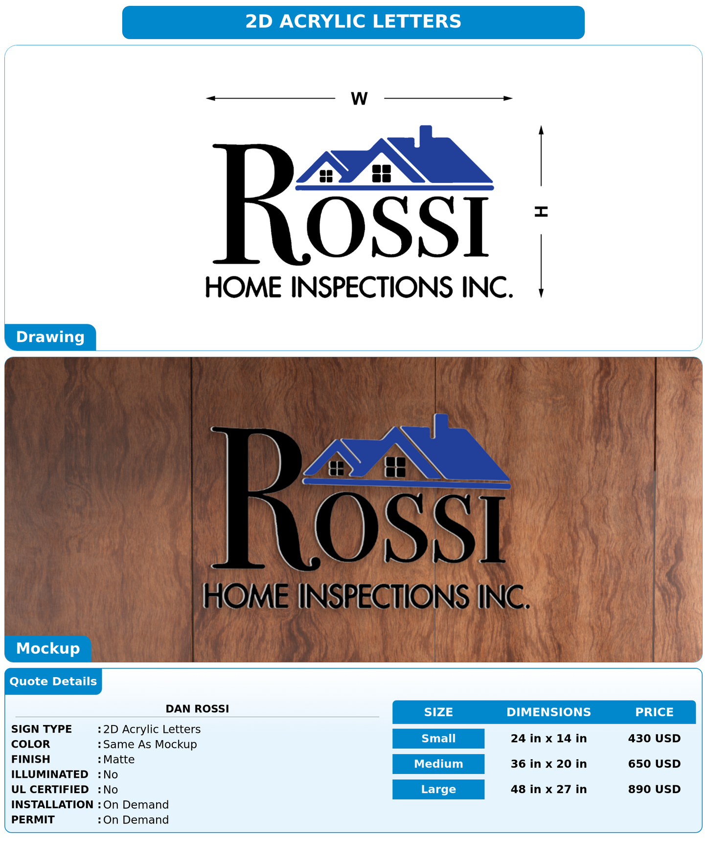 CUSTOM MOCKUP SIGN FOR Dan Rossi