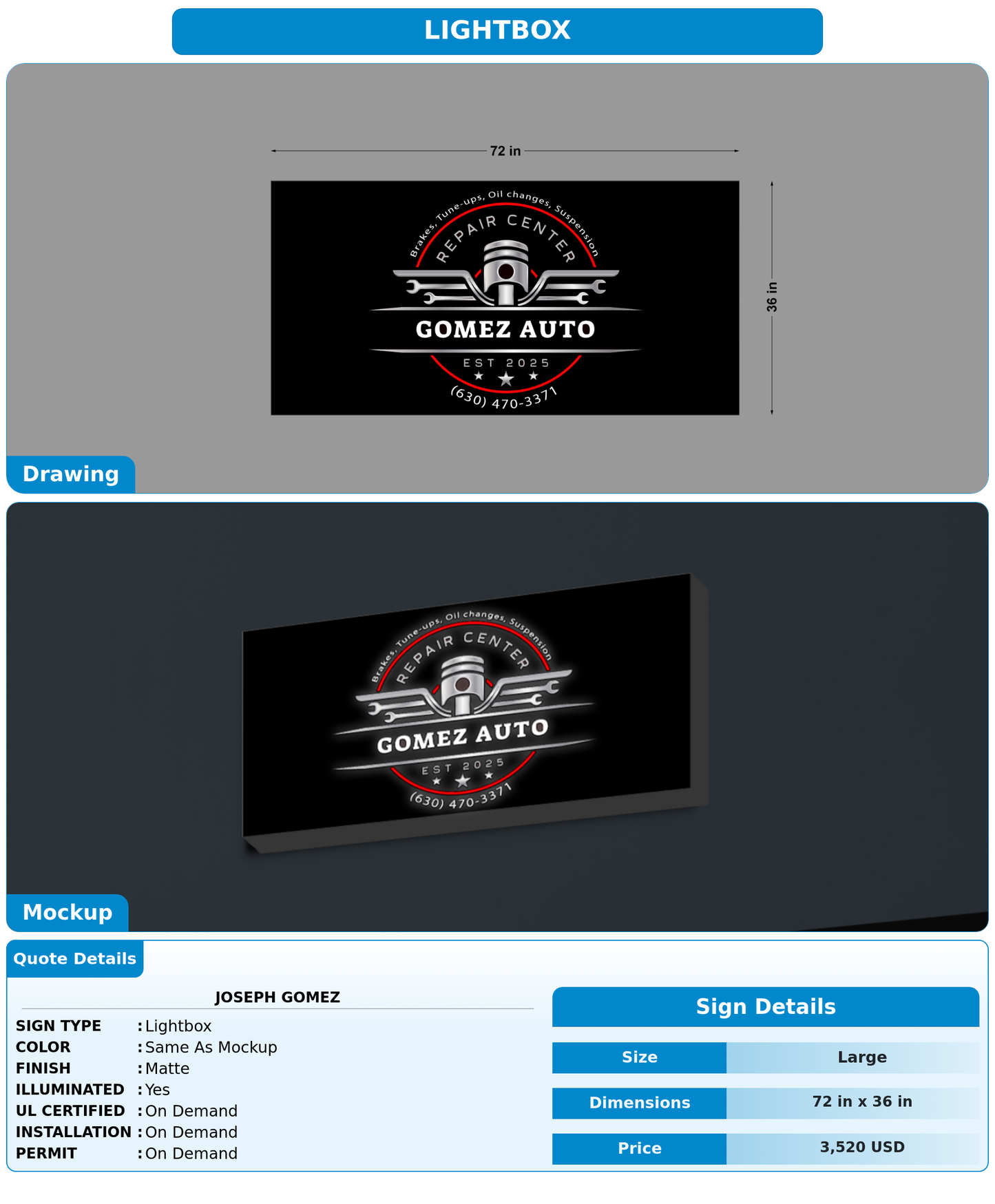 CUSTOM MOCKUP SIGN FOR Joseph Gomez
