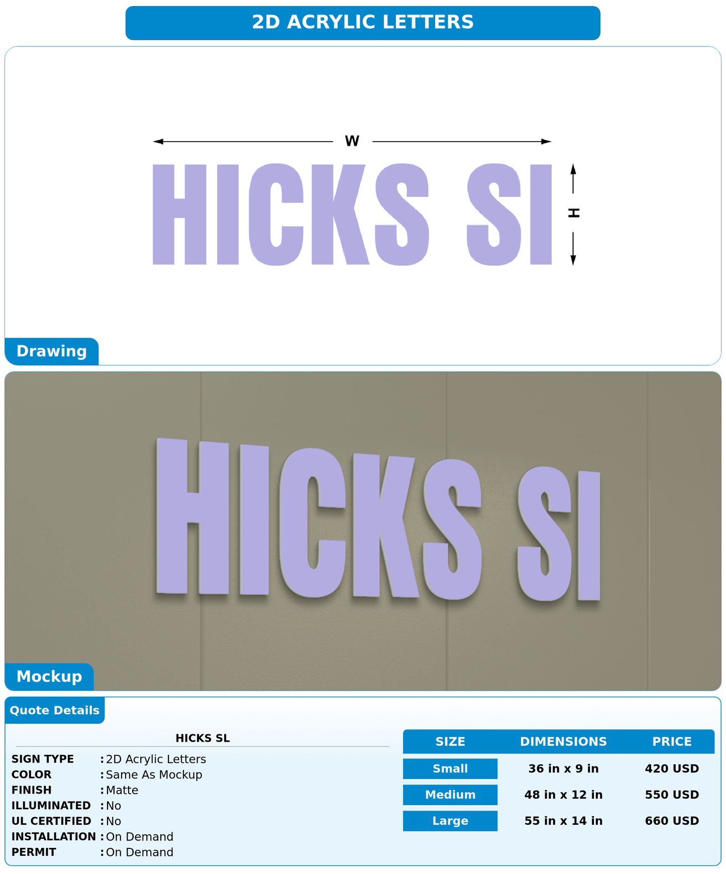 CUSTOM MOCKUP SIGN FOR Hicks Sl