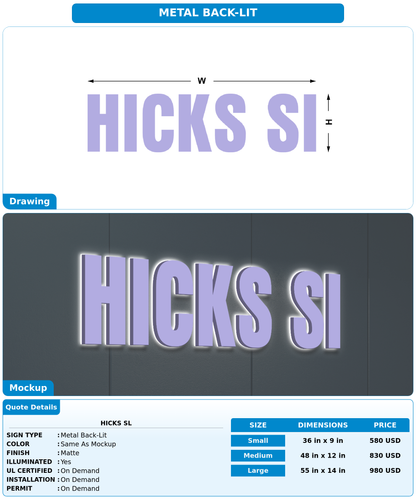 CUSTOM MOCKUP SIGN FOR Hicks Sl