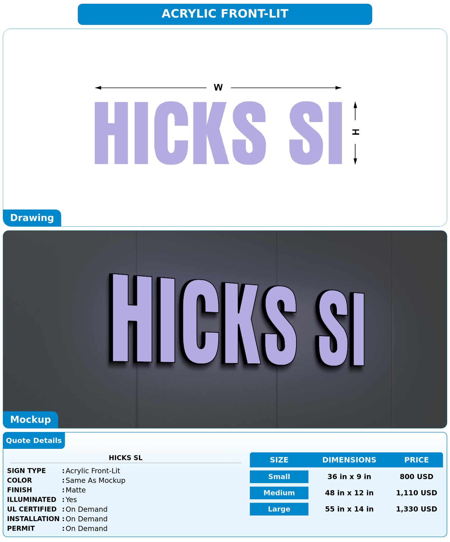 CUSTOM MOCKUP SIGN FOR Hicks Sl