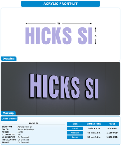 CUSTOM MOCKUP SIGN FOR Hicks Sl