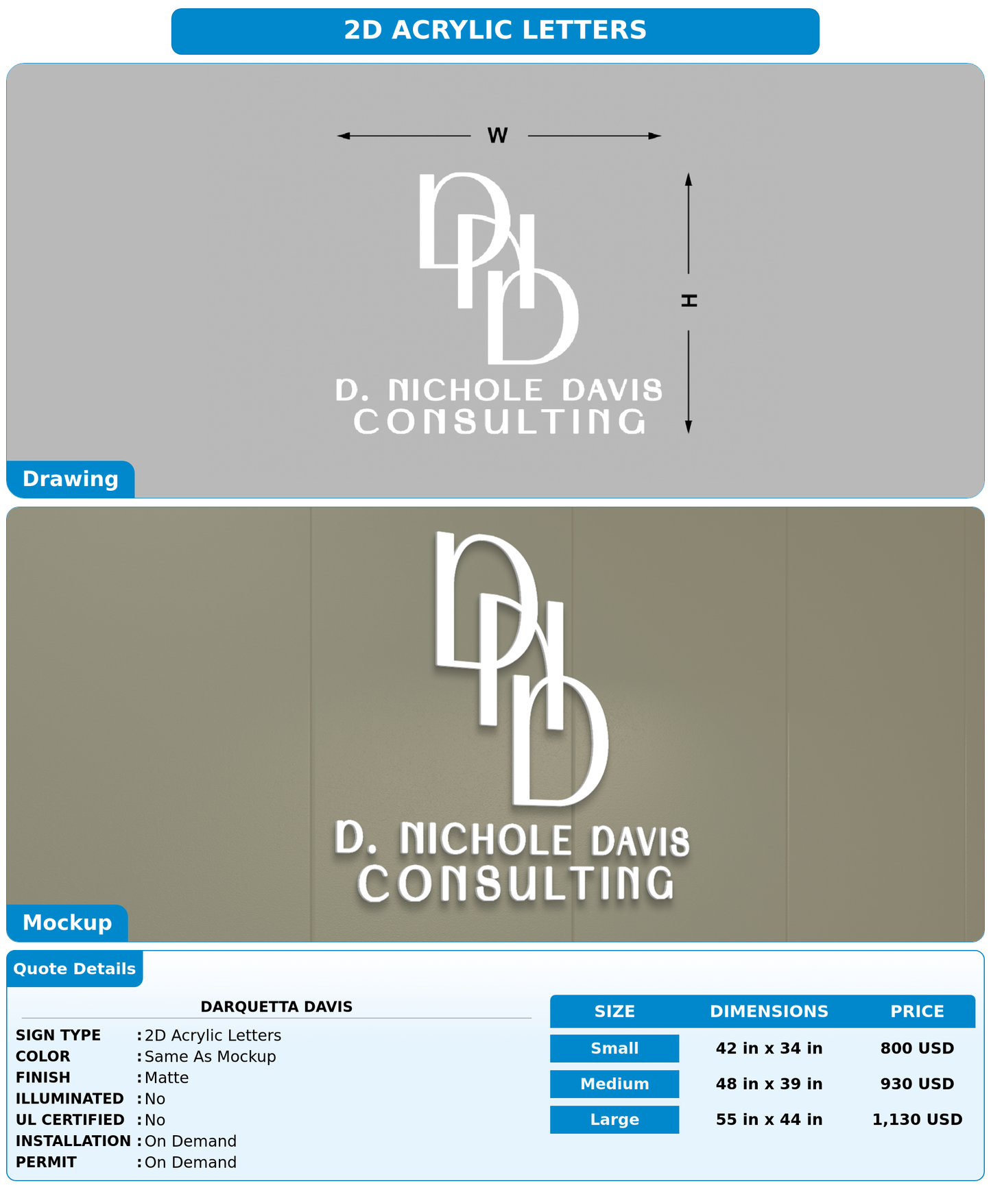 CUSTOM MOCKUP SIGN FOR DARQUETTA DAVIS