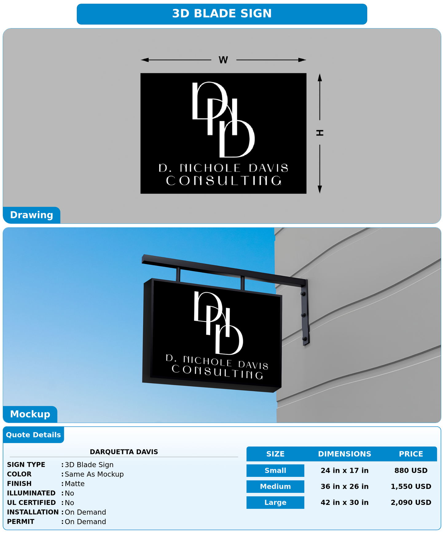 CUSTOM MOCKUP SIGN FOR DARQUETTA DAVIS