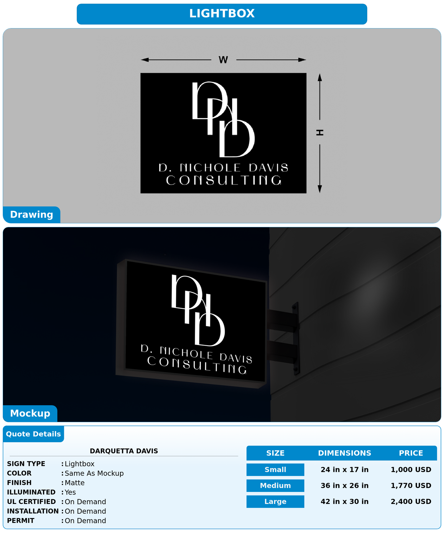 CUSTOM MOCKUP SIGN FOR DARQUETTA DAVIS