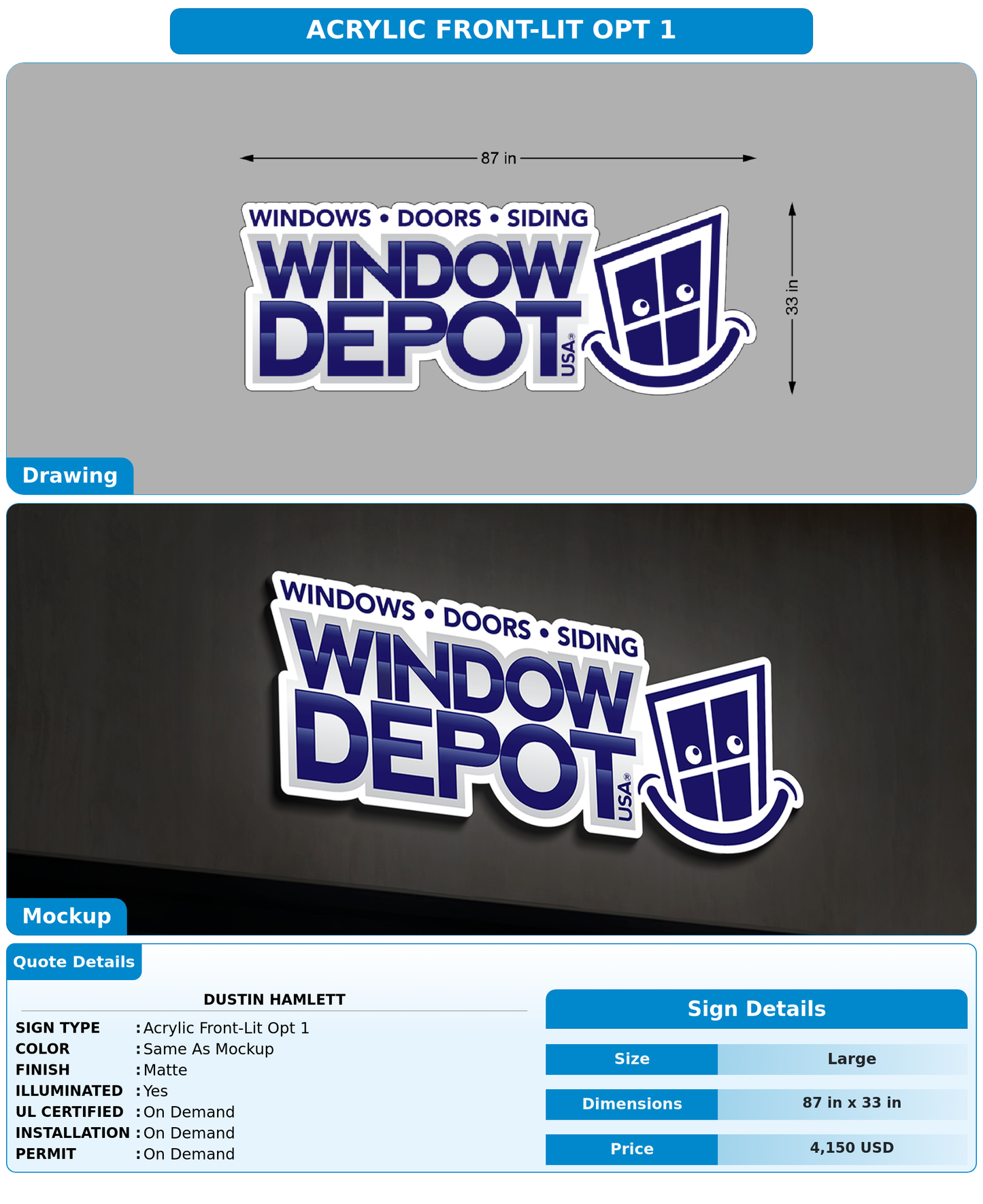 CUSTOM MOCKUP SIGN FOR Dustin Hamlett