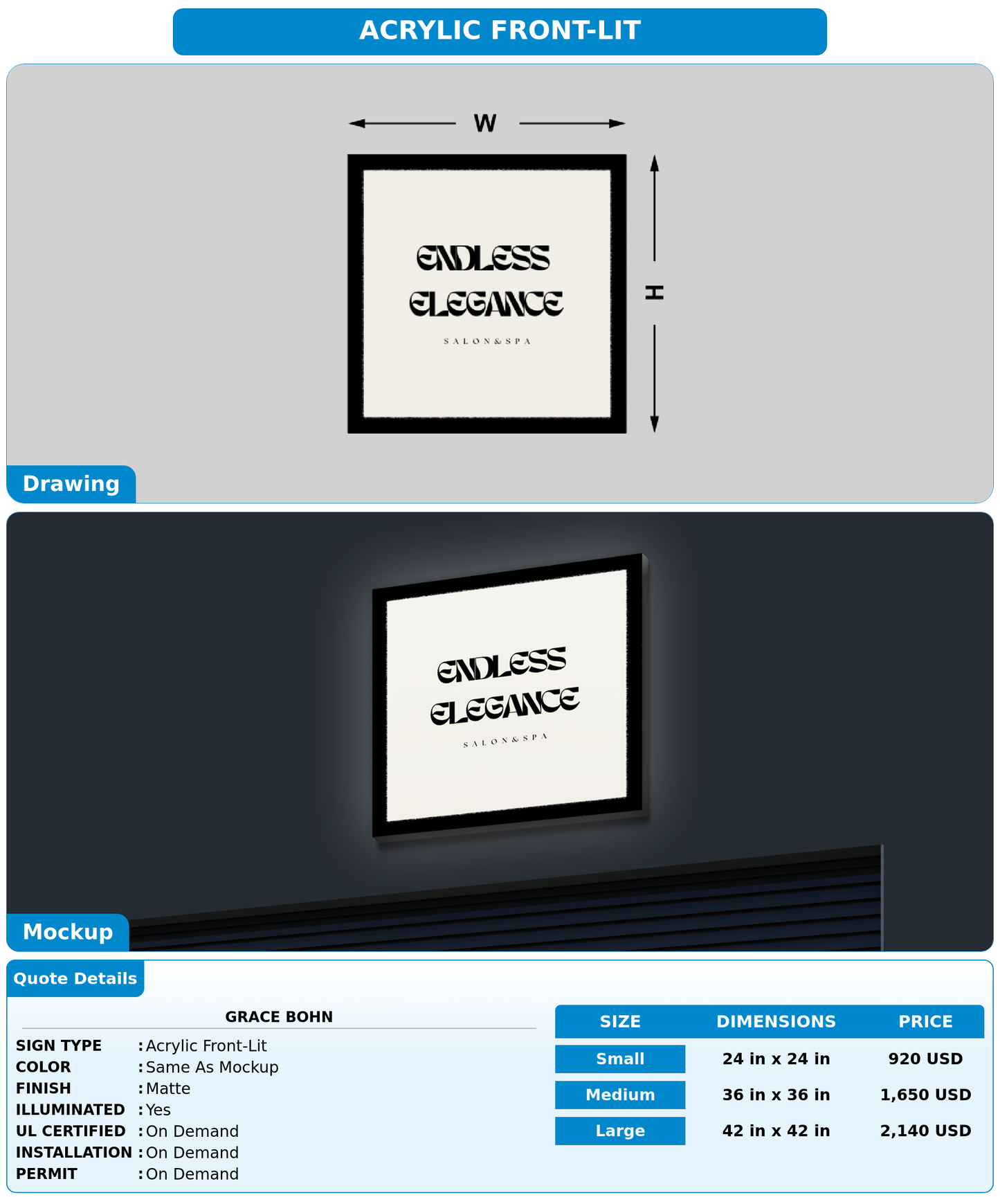 CUSTOM MOCKUP SIGN FOR Grace Bohn
