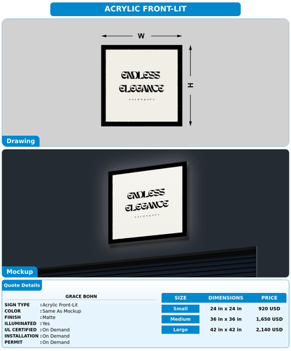 CUSTOM MOCKUP SIGN FOR Grace Bohn