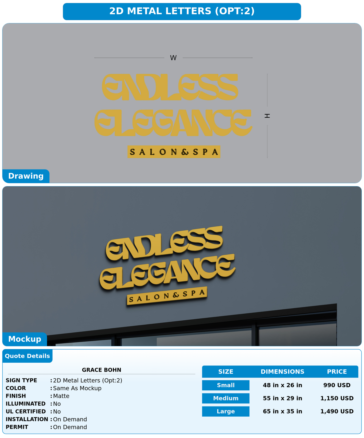 CUSTOM MOCKUP SIGN FOR Grace Bohn