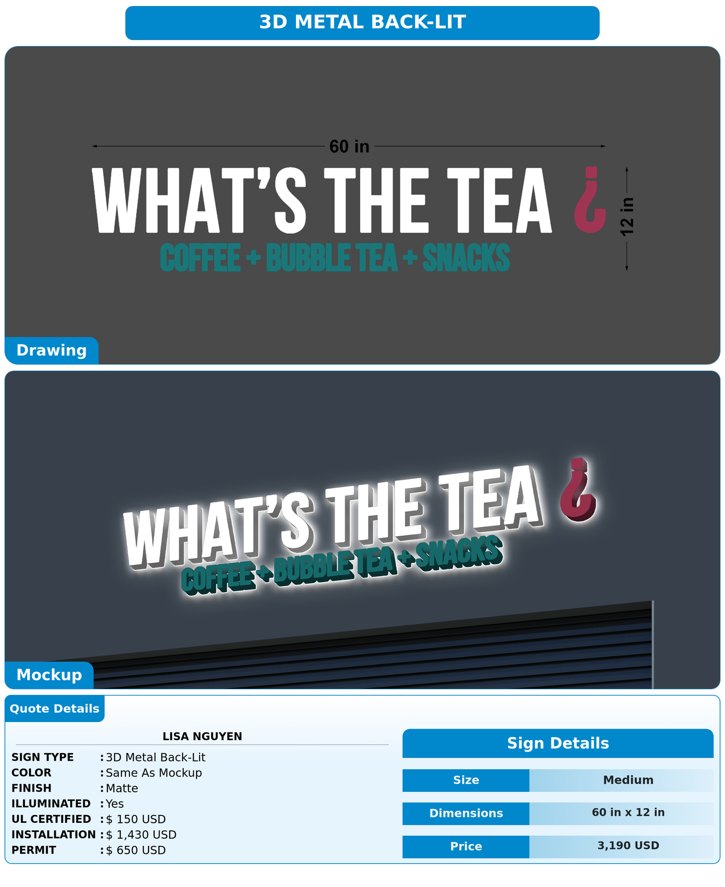 CUSTOM MOCKUP SIGN FOR Lisa Nguyen