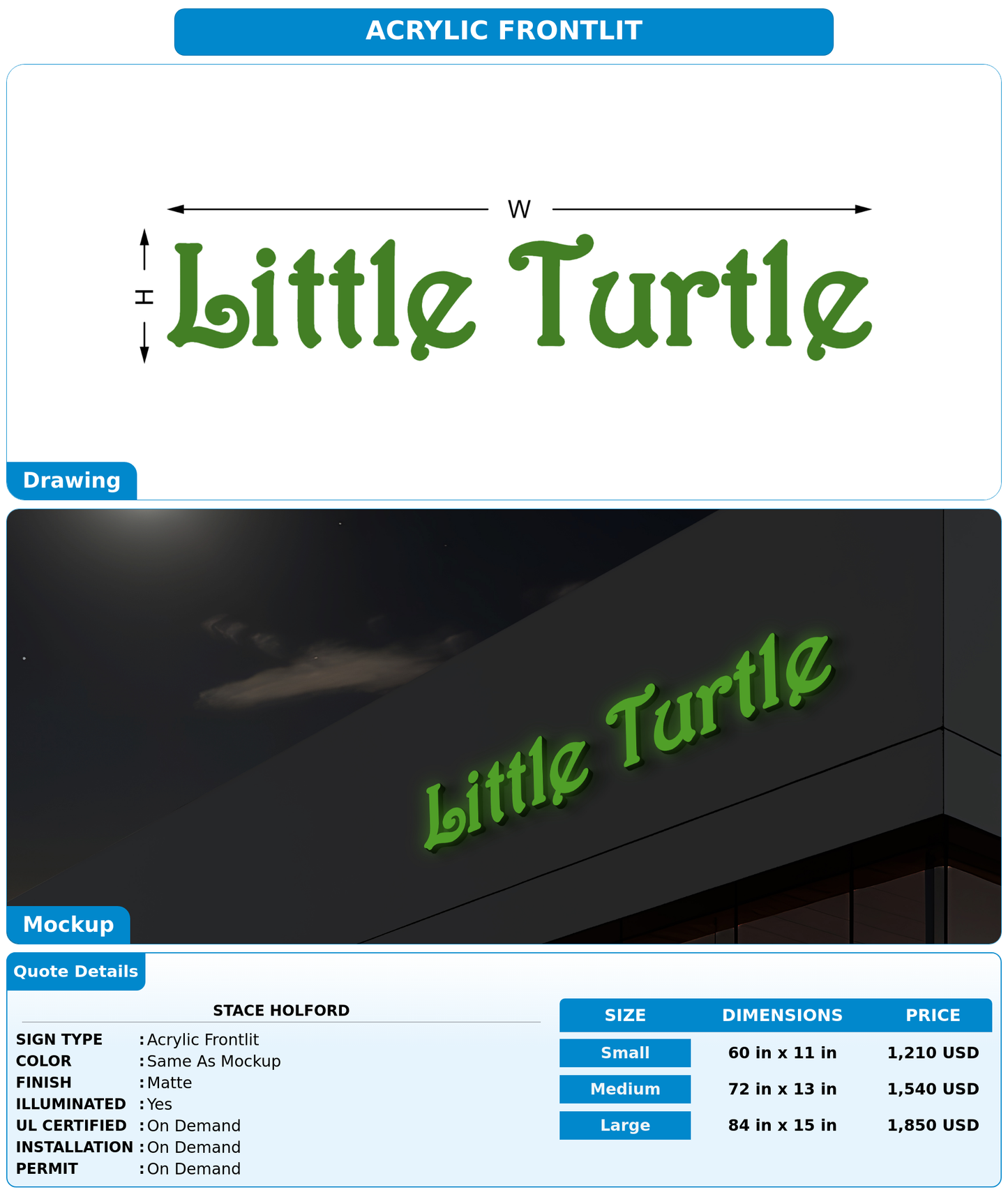 CUSTOM MOCKUP SIGN FOR Stace Holford